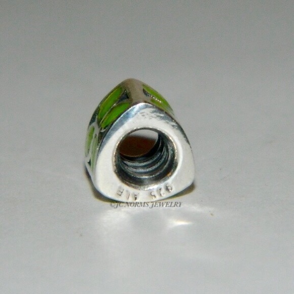 Rare Retired Pandora Green Petal Charm - Picture 2 of 2